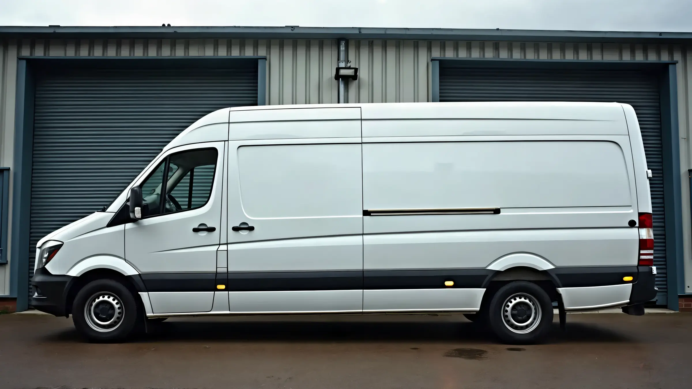 Fleet van outside the workshop entrance
