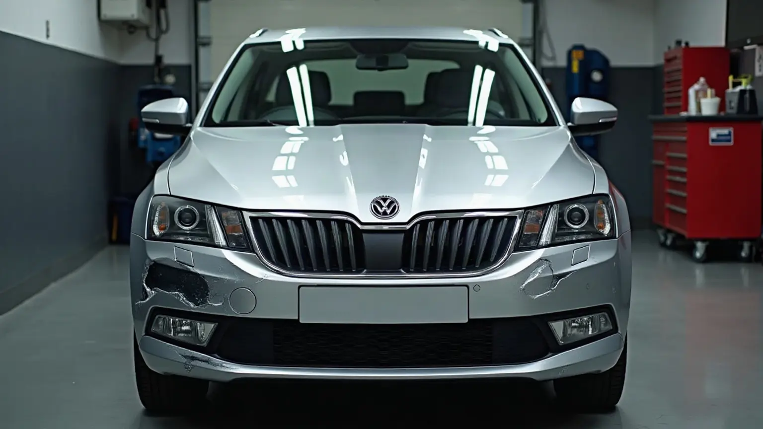 Before repair: Front bumper and bonnet respray